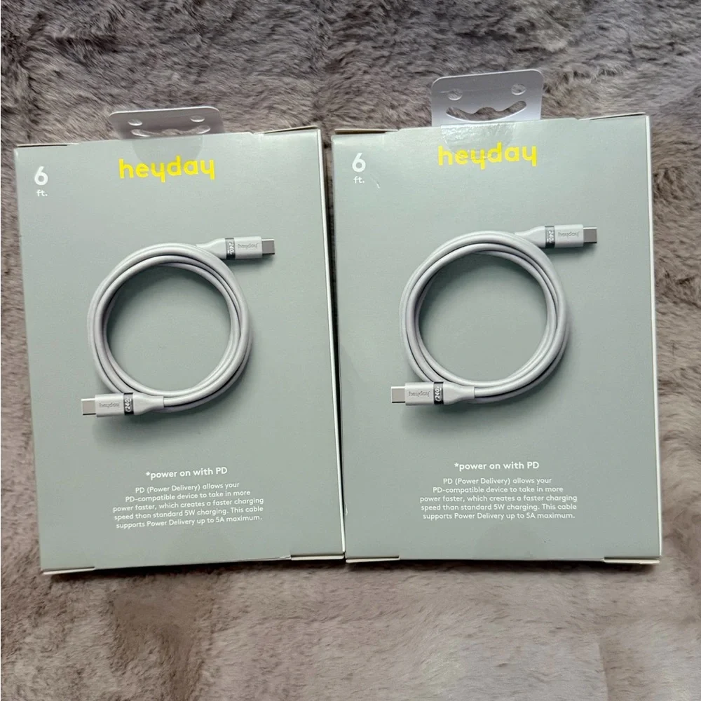heyday Soft-Touch Fast USB-C Charging Cable — White 2 Pack